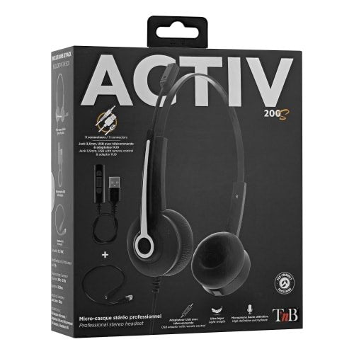 EAN 3303170105269 - T'nB ACTIV 200S Auriculares Alámbrico Diadema Oficina/Centro de llamadas Negro imagen 4
