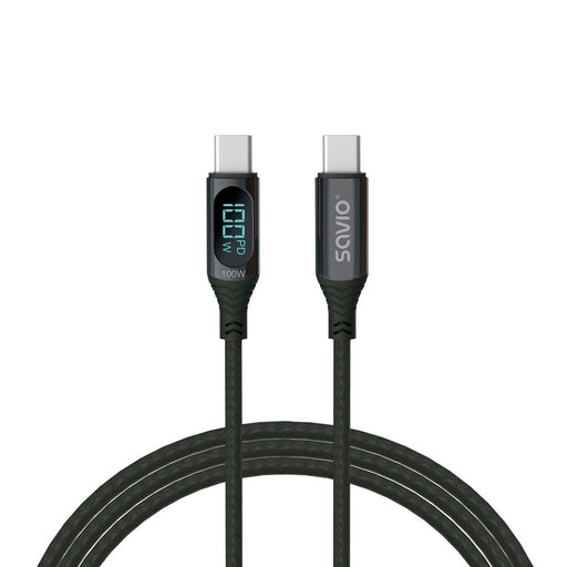 EAN 5901986047803 - Savio USB-C - USB-C cable with display CL-174 1 m black cable USB USB 3.2 Gen 1 (3.1 Gen 1) USB C Negro imagen 1