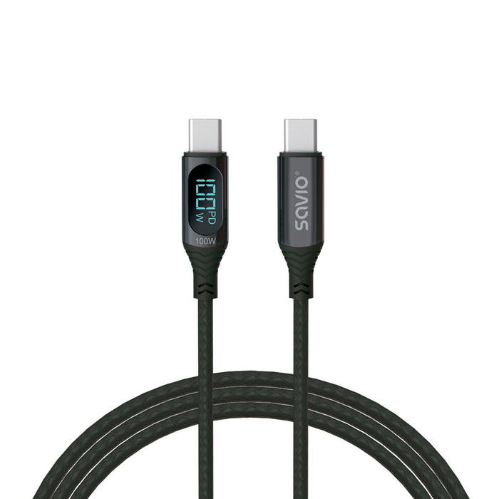 EAN 5901986047803 - Savio USB-C - USB-C cable with display CL-174 1 m black cable USB USB 3.2 Gen 1 (3.1 Gen 1) USB C Negro imagen 1