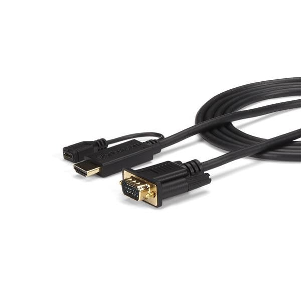 EAN 0065030859622 - StarTech.com HD2VGAMM6 adaptador de cable de vídeo 1,9 m VGA (D-Sub) HDMI + Micro USB Negro imagen 1