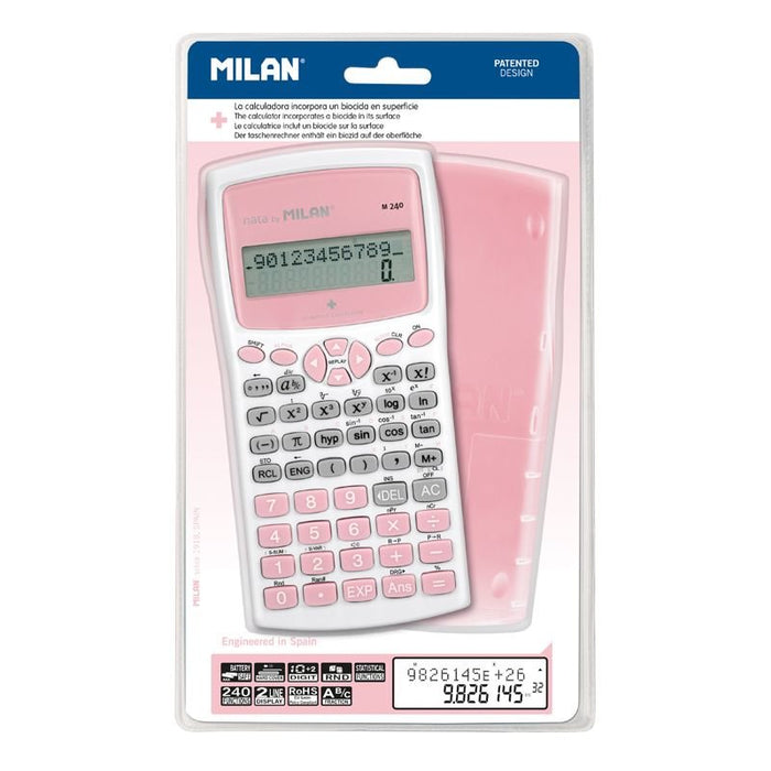 EAN 8411574090250 - Milan M240 calculadora Bolsillo Calculadora científica Rosa, Blanco imagen 2