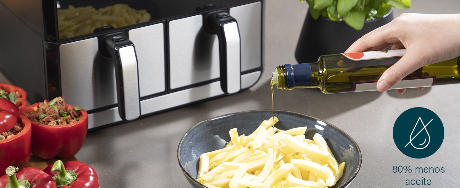 EAN 8712836969360 - Princess 182074 Doble 8 L Independiente 1700 W Freidora de aire caliente Negro, Acero inoxidable imagen 27