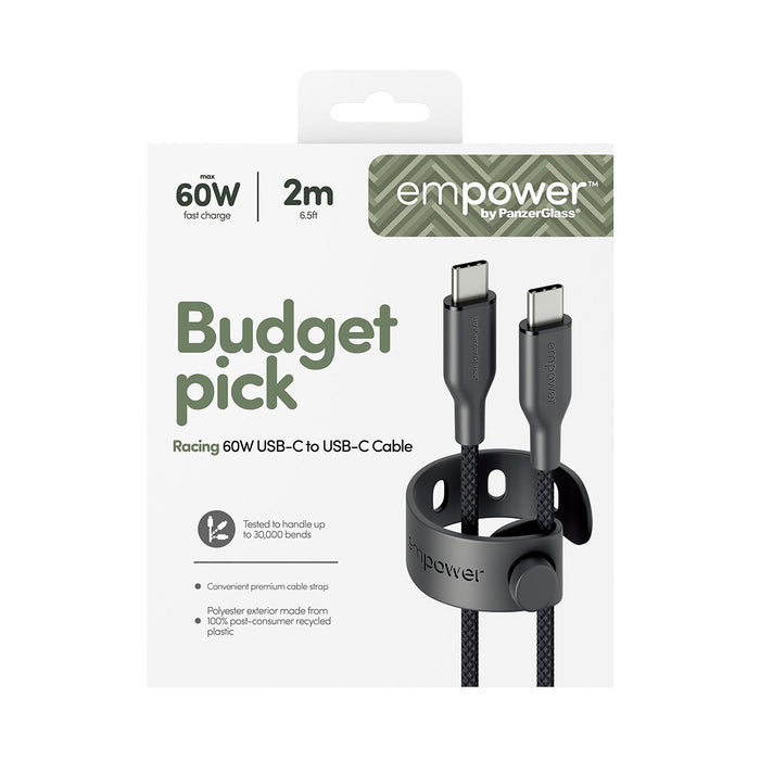 EAN 5715685027635 - PanzerGlass empower by ® Racing 60W USB-C to USB-C Cable | USB 2.0 | 2M | Space Black cable USB Negro imagen 3