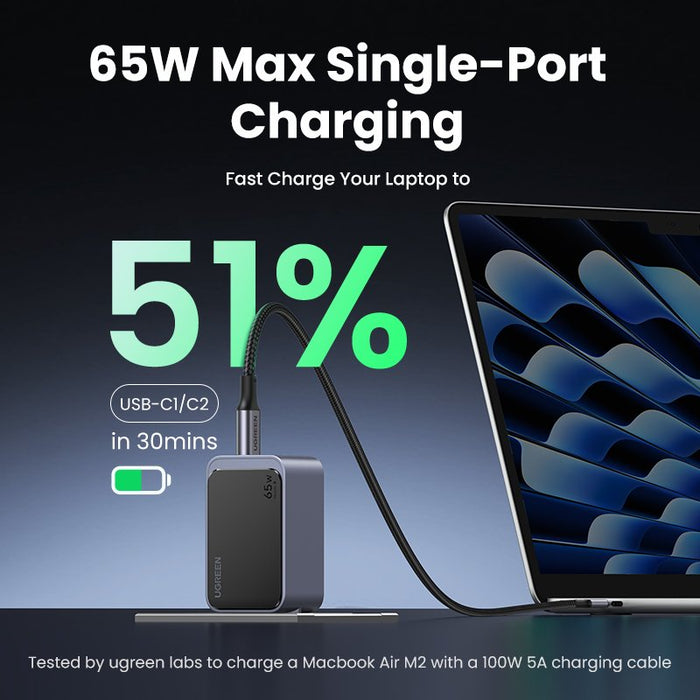 EAN 6941876230426 - Ugreen Nexode Air 65W sieninis kroviklis, USB + 2x USB-C pilkos spalvos Ordenador portátil, Teléfono móvi imagen 2