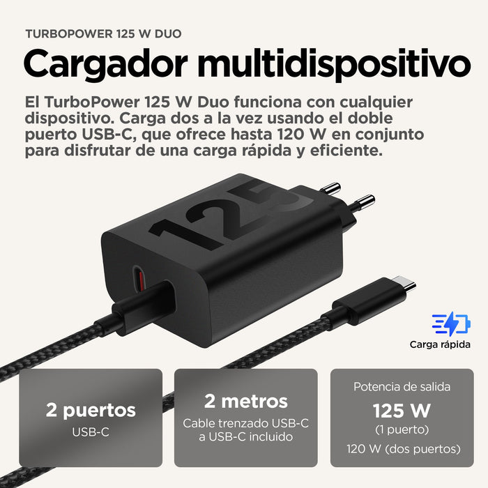EAN 0840023280375 - Motorola TurboPower 125W Duo Charger Universal Negro Corriente alterna Carga rápida Interior imagen 7