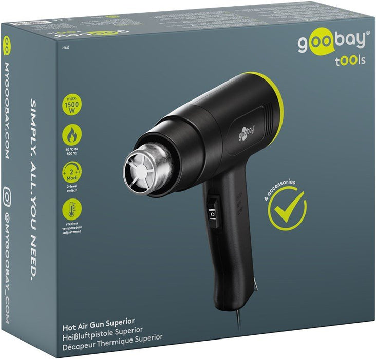 EAN 4040849778223 - Goobay 77822 pistola de calor Pistola de aire caliente 450 l/min 500 °C 1500 W Negro imagen 8
