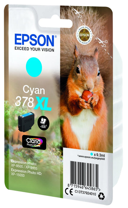 EAN 8715946645865 - Epson Squirrel C13T37924010 cartucho de tinta 1 pieza(s) Original Alto rendimiento (XL) Cian imagen 3