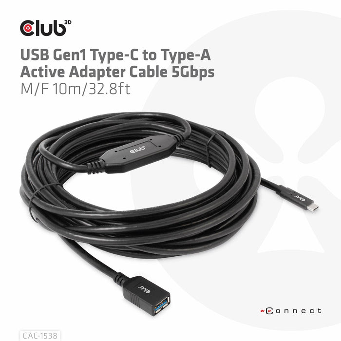 EAN 8719214472139 - CLUB3D CAC-1538 cable USB USB 3.2 Gen 1 (3.1 Gen 1) 10 m USB C USB A Negro imagen 6
