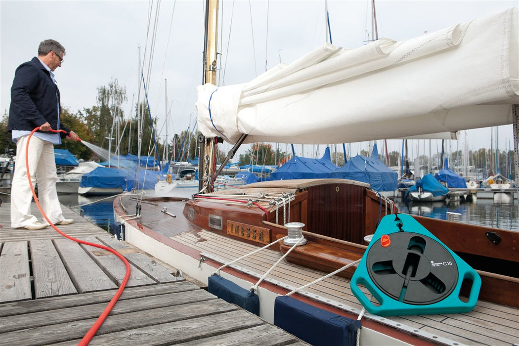 EAN 4078500075602 - Gardena 756-20 carrete de manguera de jardín Caja portamanguera Negro, Azul, Naranja imagen 2