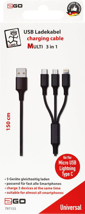 EAN 4010425971539 - 2GO 797153 cable USB 1,5 m USB B USB C/Micro-USB B/Lightning Negro imagen 2