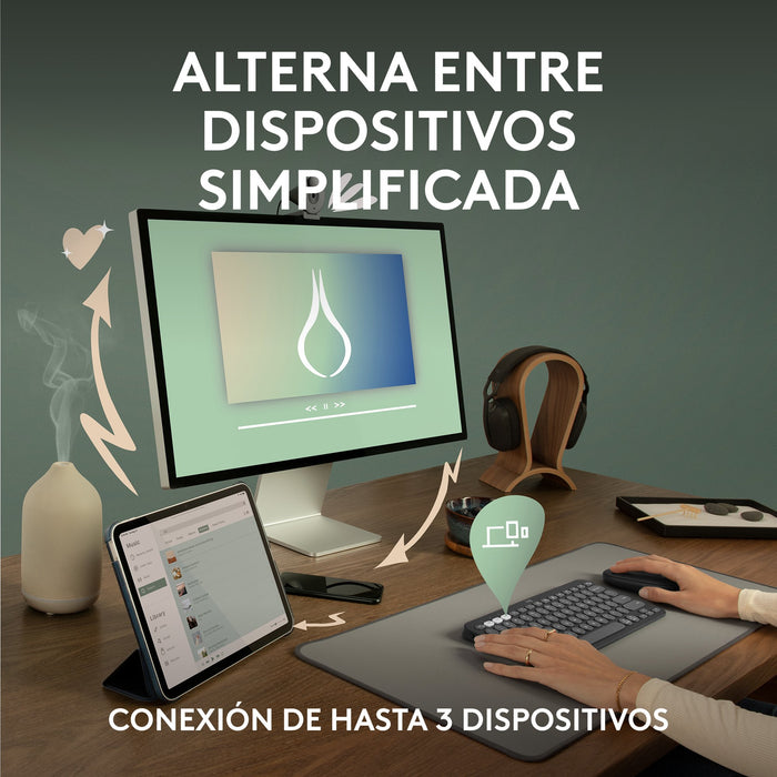 EAN 5099206111226 - Logitech 920-011828 teclado Universal RF Wireless + Bluetooth QWERTY Español Blanco imagen 8