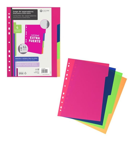 EAN 8422951051221 - CARCHIVO 49050499 lengüeta de índice Separador en blanco con pestaña Polipropileno (PP) Colores surtidos imagen 1