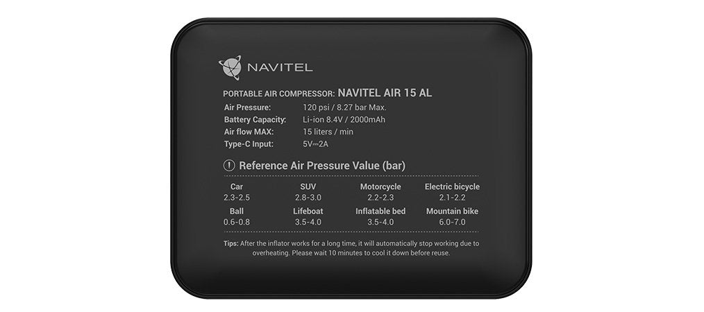 EAN 8594181745147 - Navitel AIR 15 AL compresor de aire 50 W 15 l/min Batería imagen 3