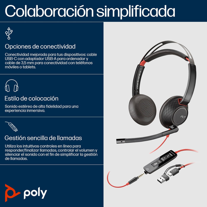 EAN 0197497174328 - Poly Blackwire C5220 USB-C Headset +Inline Cable (Bulk) Alámbrico Diadema Oficina/Centro de llamadas USB  imagen 3