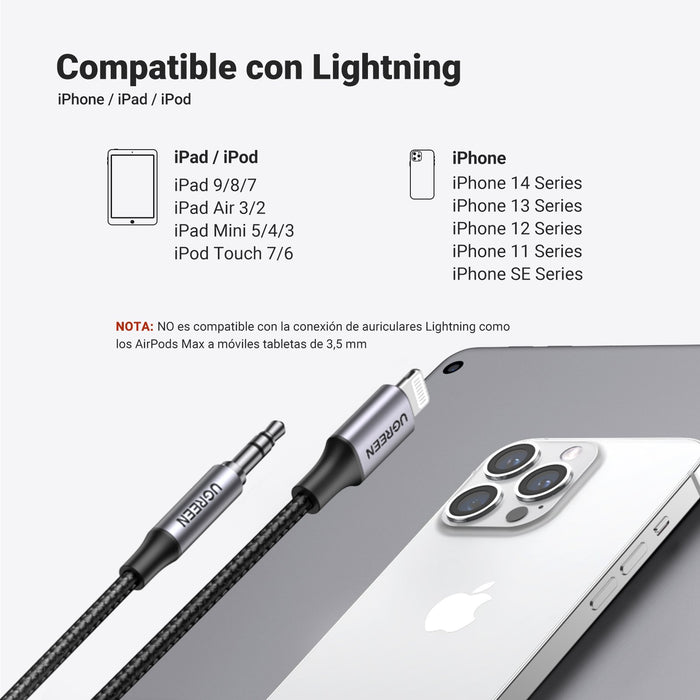 EAN 6957303875092 - Ugreen 70509 cable de teléfono móvil Plata 1 m 3,5mm Lightning imagen 8