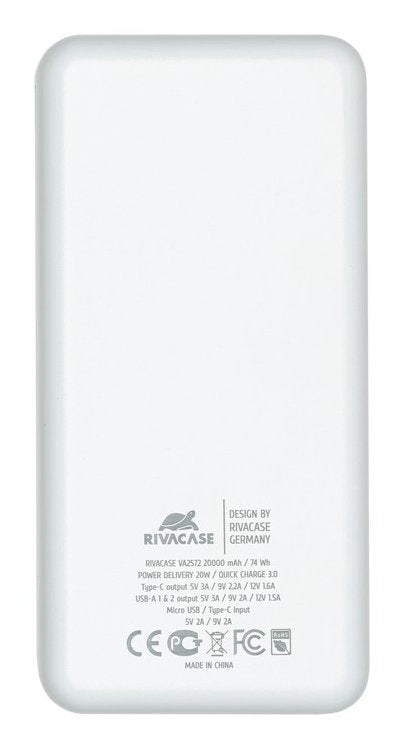 EAN 4260709011240 - Rivacase VA2572 Polímero de litio 20000 mAh Blanco imagen 2