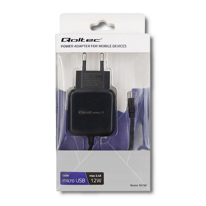 EAN 5901878501963 - Qoltec 50196 cargador de dispositivo móvil Smartphone, Tableta Negro Corriente alterna, CC, USB Interior imagen 2
