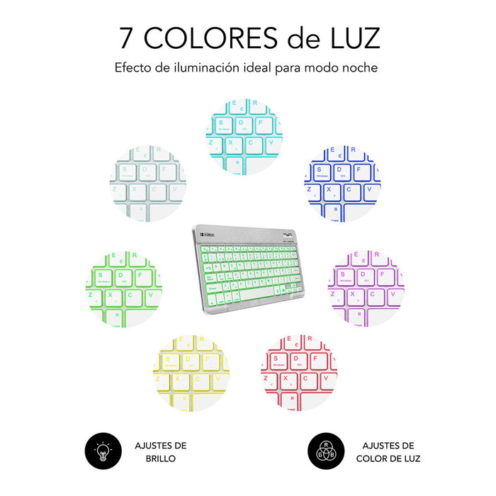 EAN 8436586740580 - SUBBLIM TECLADO SMART BACKLIT BLUETOOTH SILVER QWERTY Español Plata, Blanco imagen 6