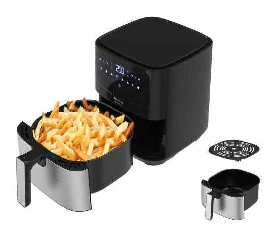 EAN 8414234739827 - Taurus AF1450XD Sencillo 5 L Independiente 1450 W Freidora de aire caliente Negro, Acero inoxidable imagen 1