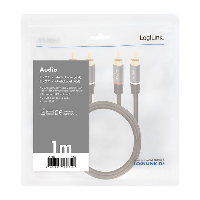 EAN 4052792052398 - LogiLink CA1202 cable de audio 1 m 2 x RCA Negro imagen 4