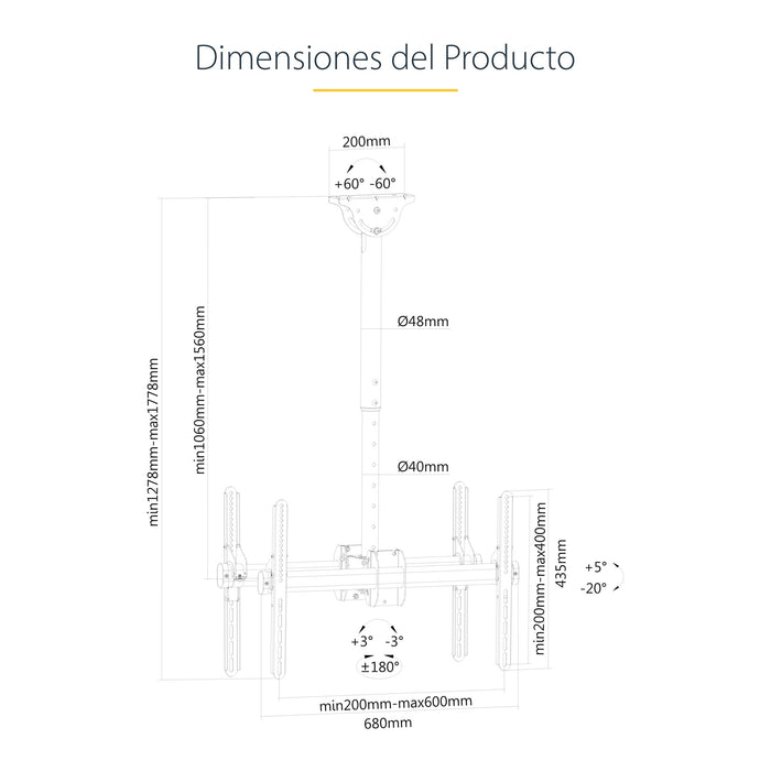 EAN 0065030880671 - StarTech.com FPCEILBTB soporte para pantalla de señalización 190,5 cm (75") Negro imagen 17