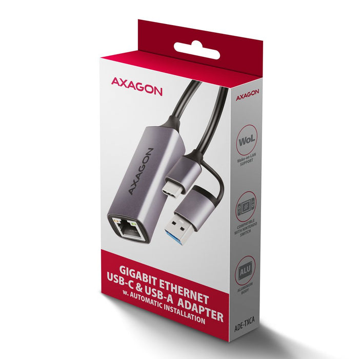 EAN 8595247907943 - Axagon ADE-TXCA Gigabit Ethernet Adapter USB-C+ USB-A - titangrau - Adapter - Digital/Daten 1000 Mbit/s imagen 9