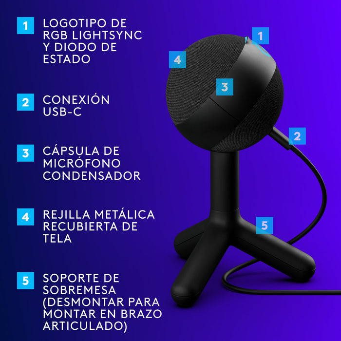 EAN 5099206114487 - Logitech G 988-000551 micrófono Negro Micrófono de superficie para mesa imagen 12