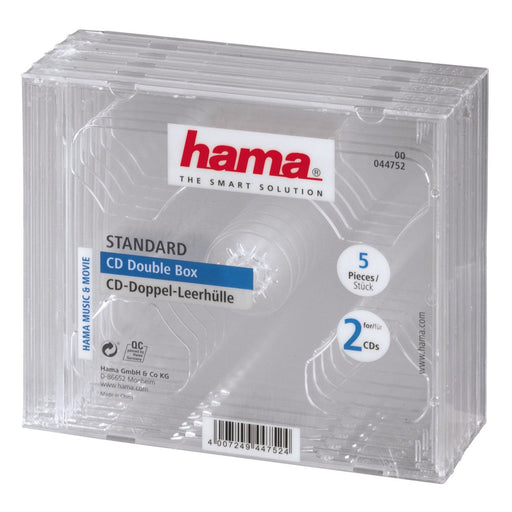 EAN 4007249447524 - Hama CD Double Jewel Case, Pack 5 2 discos Transparente imagen 1
