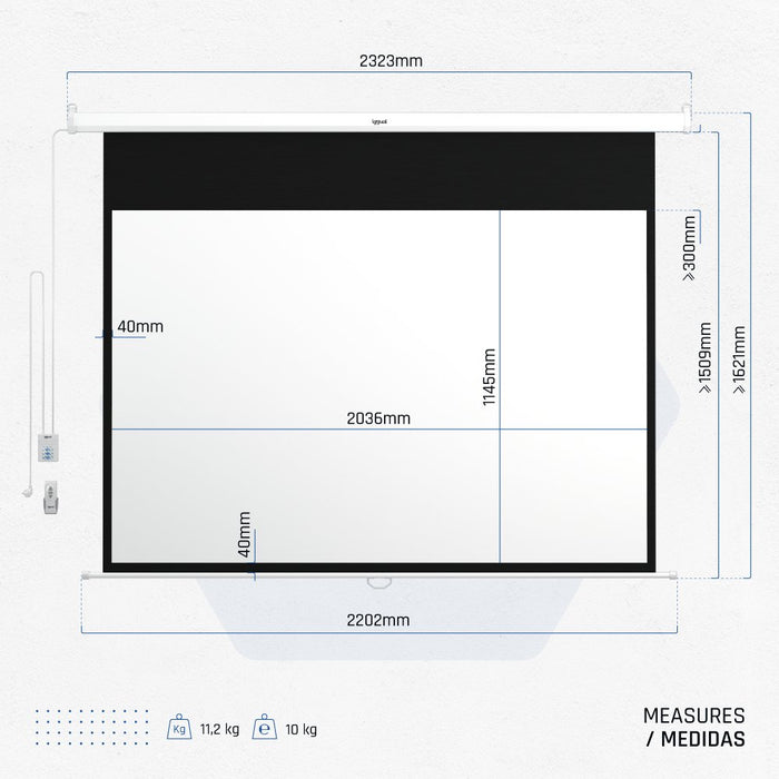 EAN 8435364308882 - iggual PSIPS203 pantalla de proyección 2,34 m (92") 16:9 imagen 2