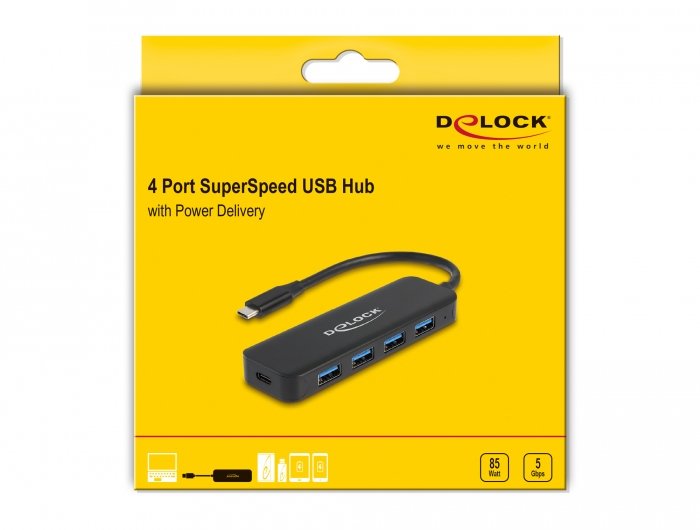 EAN 4043619641703 - DeLOCK 64170 hub de interfaz USB 3.2 Gen 1 (3.1 Gen 1) Type-C 5000 Mbit/s Negro imagen 4