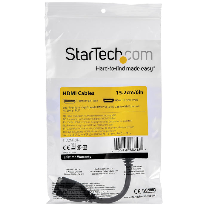 EAN 0065030882187 - StarTech.com HD2MF6INL cable HDMI 0,152 m HDMI tipo A (Estándar) Negro imagen 4