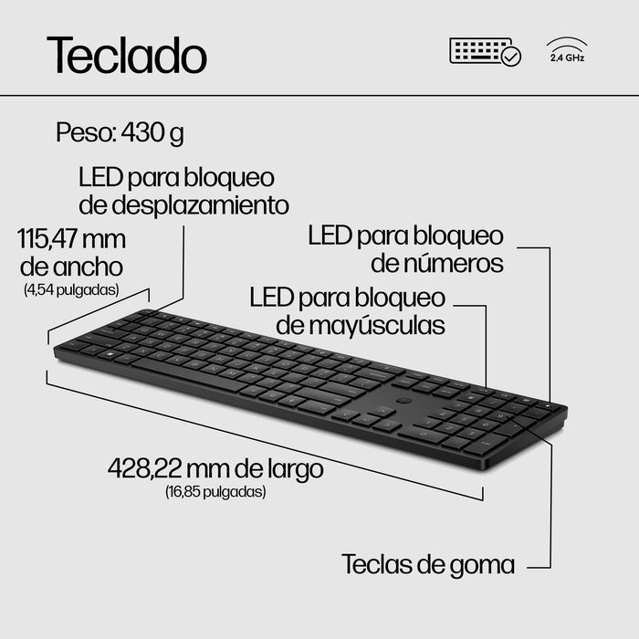 EAN 196188142189 - HP 650 Wireless Keyboard and Mouse Combo teclado Ratón incluido Hogar RF inalámbrico Blanco imagen 11