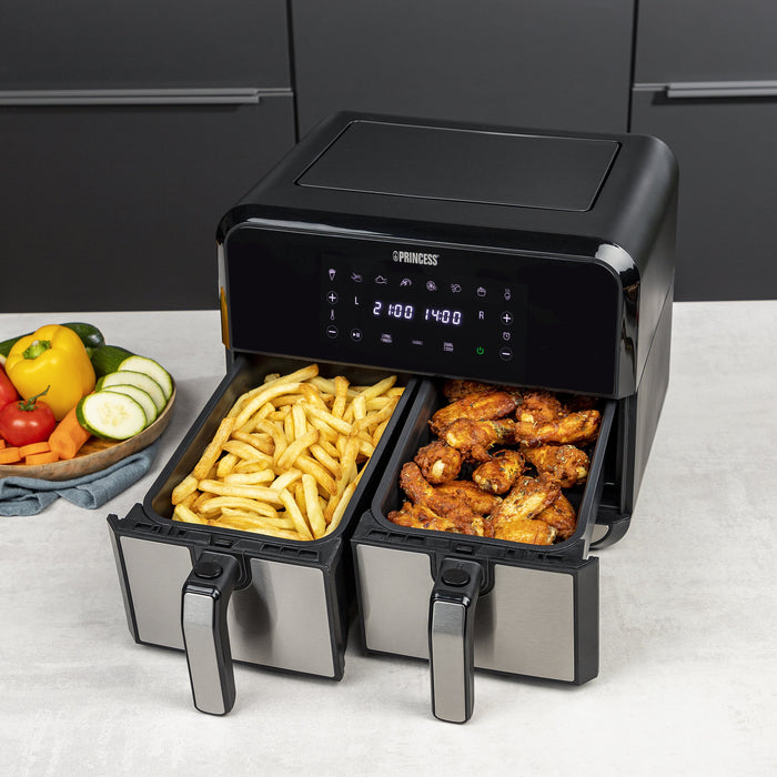 EAN 8712836969360 - Princess 182074 Doble 8 L Independiente 1700 W Freidora de aire caliente Negro, Acero inoxidable imagen 11