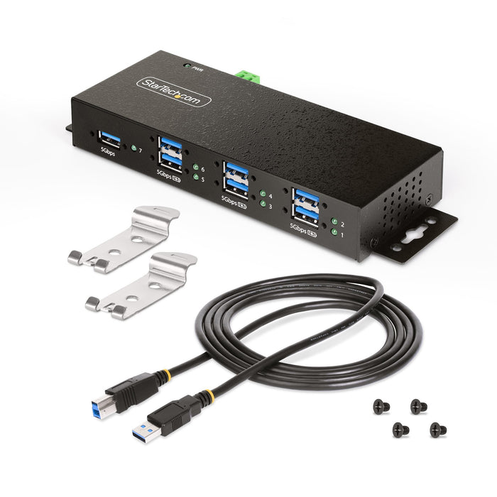 EAN 0065030898195 - StarTech.com 5G7AINDRM-USB-A-HUB hub de interfaz USB 3.2 Gen 1 (3.1 Gen 1) Type-B 5000 Mbit/s Negro imagen 11