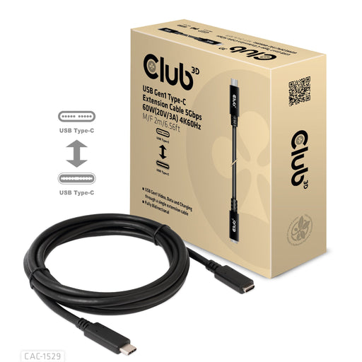 EAN 8719214472160 - CLUB3D USB C GEN1 EXT CABLE 5GBPS 4K60HZ M/F 1M cable USB 2 x USB C imagen 2