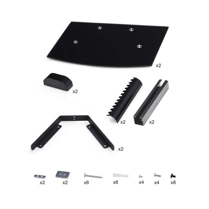 EAN 0065030901222 - StarTech.com 2B-WALL-MOUNT-SHELF estante para equipo av Negro Vidrio imagen 10