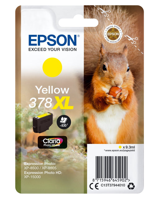 EAN 8715946645902 - Epson Squirrel 378XL cartucho de tinta 1 pieza(s) Original Alto rendimiento (XL) Amarillo imagen 1