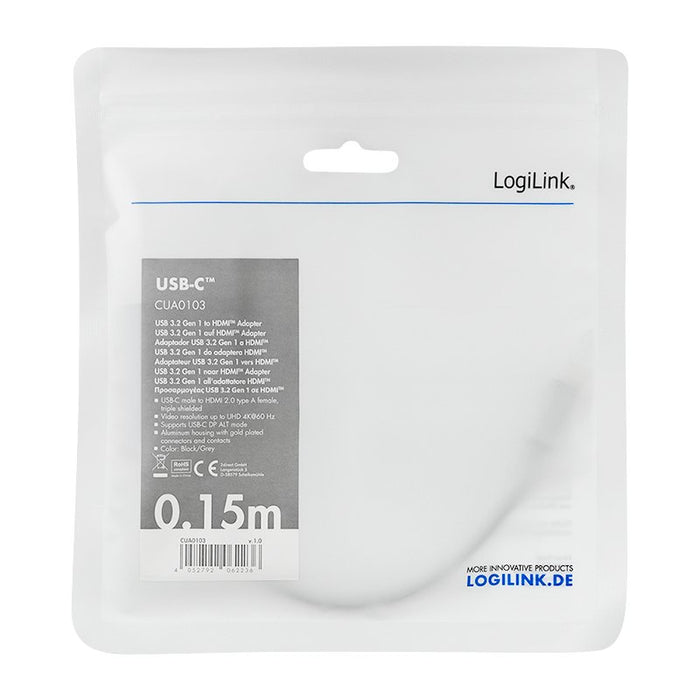 EAN 4052792062236 - LogiLink CUA0103 cambiador de género para cable USB 3.2 Gen1 Type-C HDMI-A Negro, Gris imagen 3