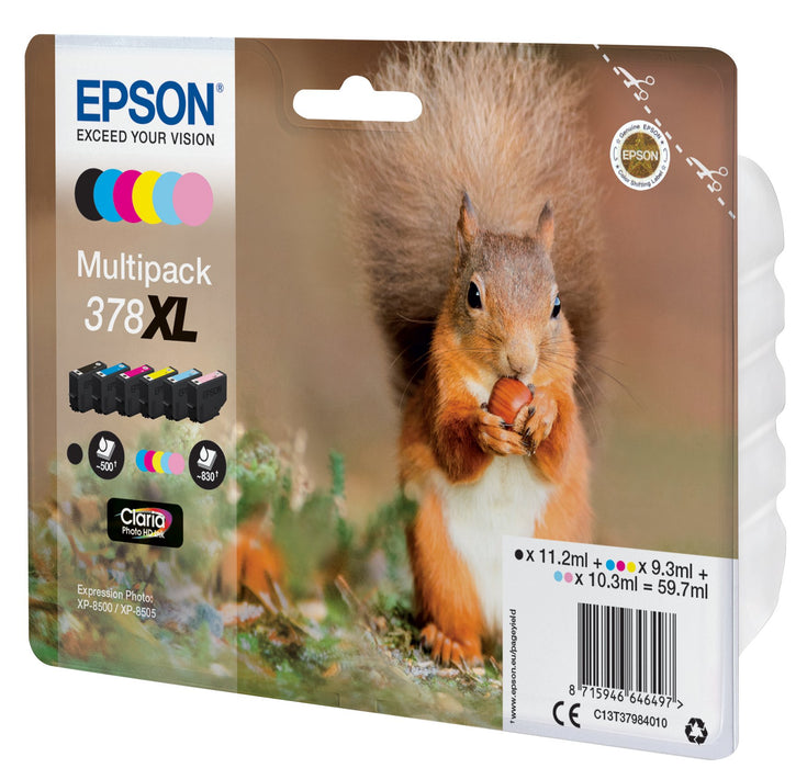 EAN 8715946646497 - Epson Squirrel 378XL cartucho de tinta 1 pieza(s) Original Alto rendimiento (XL) Negro, Cian, Cian claro, imagen 2