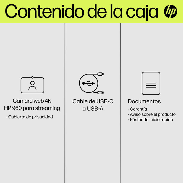 EAN 0196548527304 - HP 960 4K Streaming Webcam cámara web 8 MP 3840 x 2160 Pixeles USB Plata imagen 21