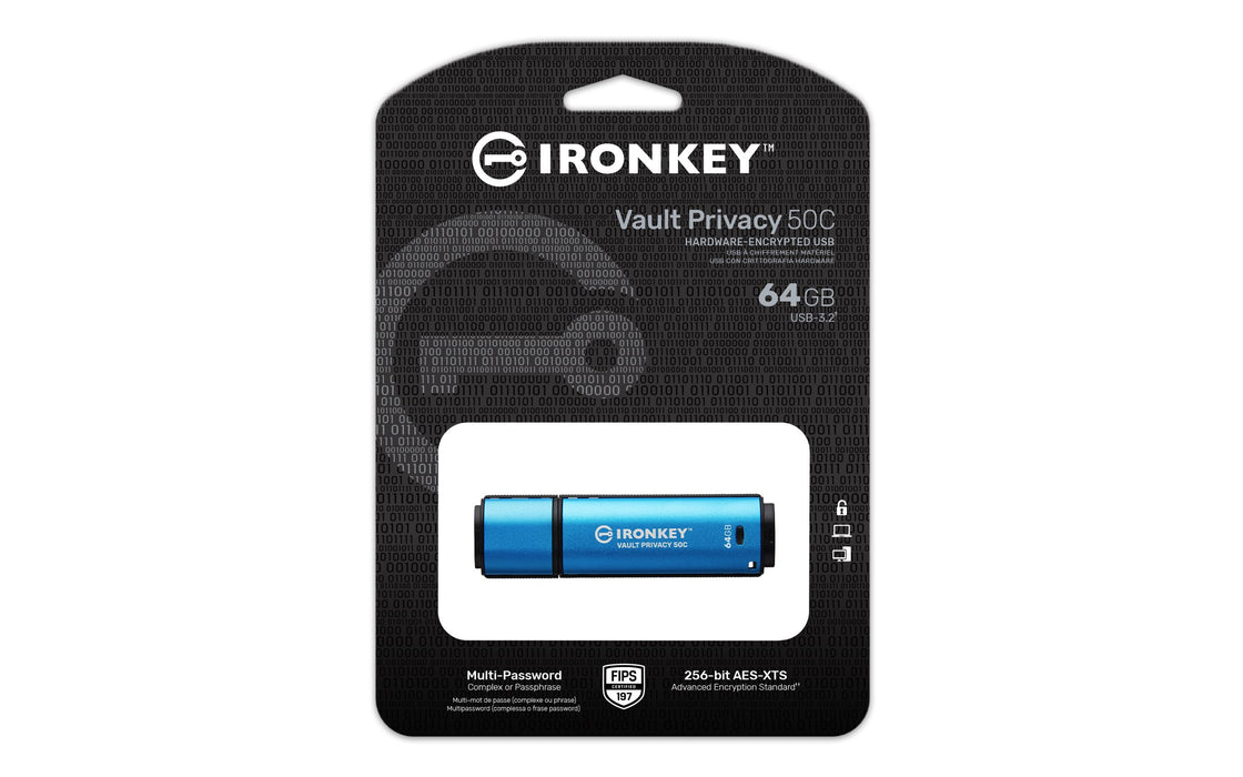 EAN 0740617330236 - Kingston Technology IronKey Vault Privacy 50 unidad flash USB USB Tipo C 3.2 Gen 1 (3.1 Gen 1) Negro, Azu imagen 3