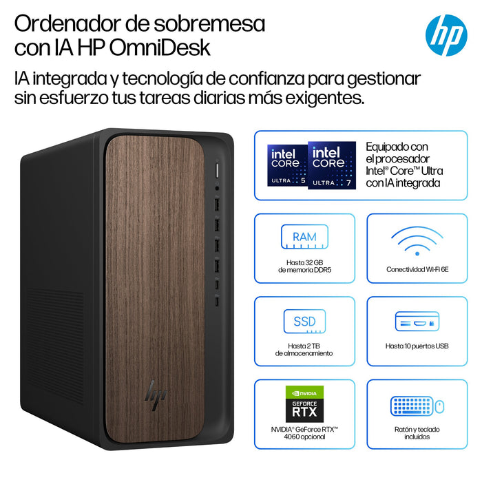EAN 199764264381 - HP OmniDesk Desktop AI M03-0013ns PC Intel Core Ultra 5 225 16 GB DDR5-SDRAM Windows 11 Home Torre AI PC imagen 3