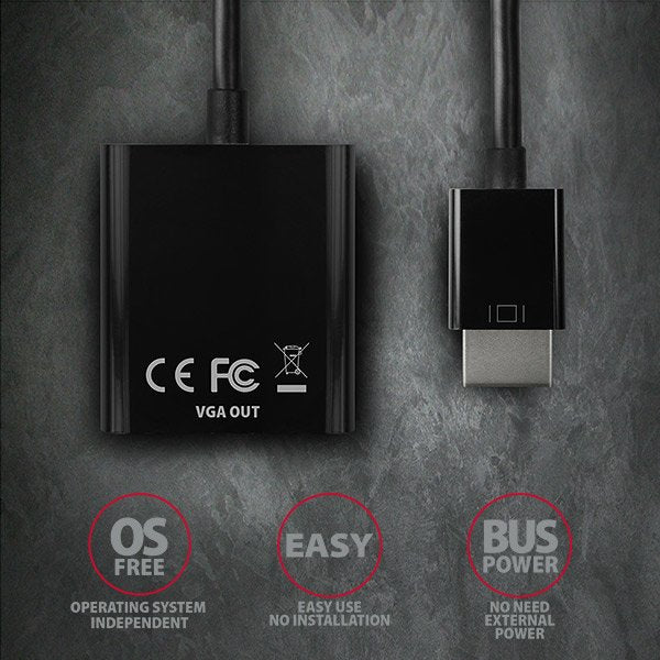 EAN 8595247904393 - Axagon RVH-VGN adaptador de cable de vídeo 0,15 m HDMI tipo A (Estándar) VGA (D-Sub) Negro imagen 6