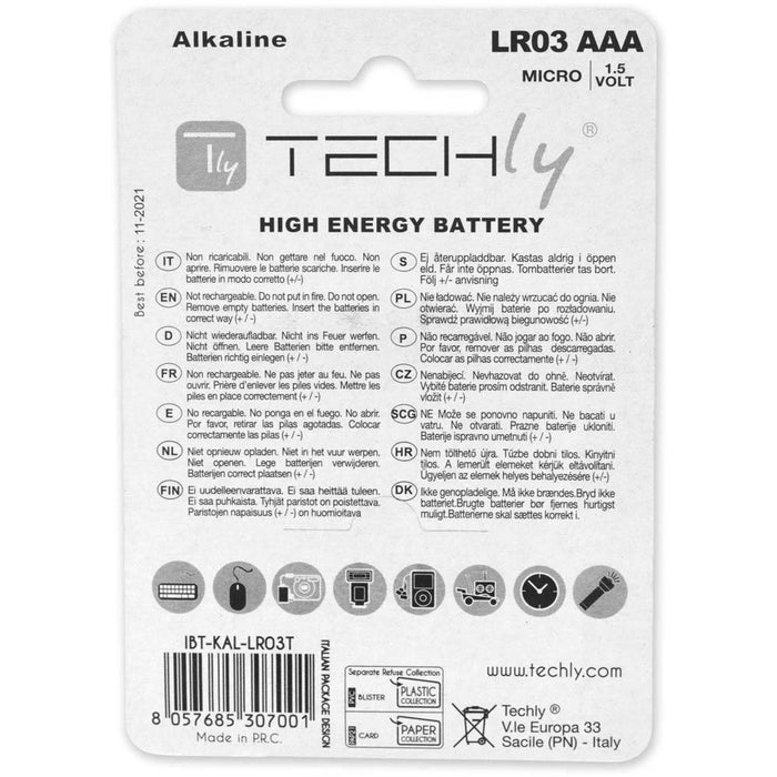 EAN 8057685307001 - Techly LR03 AAA 1.5V Batería de un solo uso Alcalino imagen 2