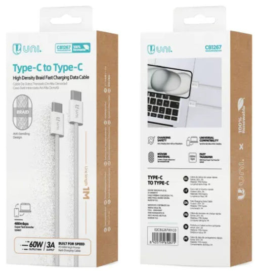 EAN 8435719612671 - UNICO CB1267 cable USB 1 m USB C Blanco imagen 2