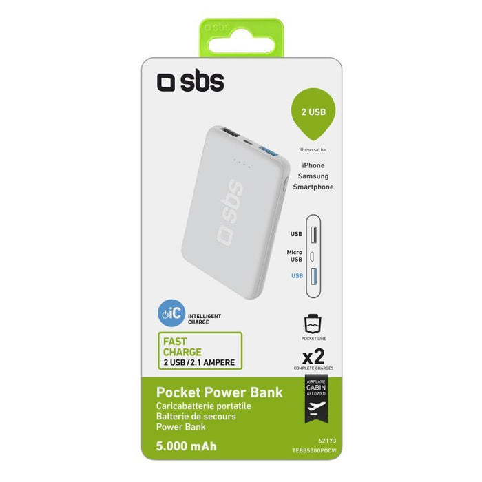 EAN 8018417262173 - SBS TEBB5000POCW batería externa Polímero de litio 5000 mAh Blanco imagen 2