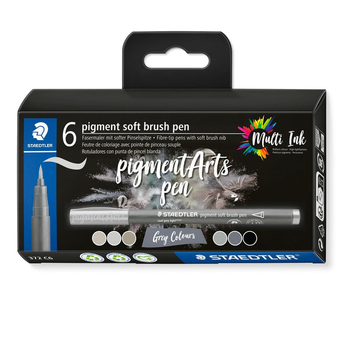 EAN 4007817098639 - Staedtler Pigment Arts Soft Brush Pen Grey Colors rotulador Gris 6 pieza(s) imagen 1