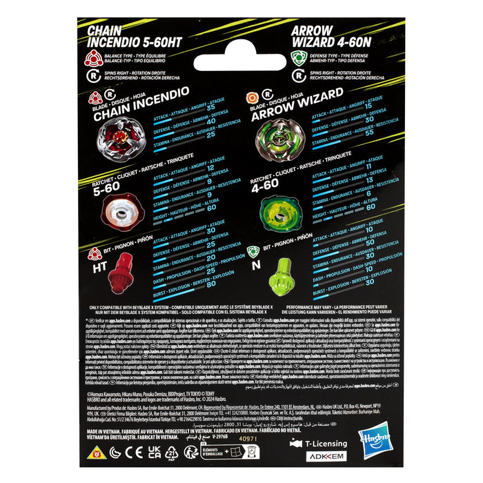 EAN 5010996259301 - Beyblade X Chain Incendio 5-60HT & Arrow Wizard 4-60N Batalla de trompos imagen 3