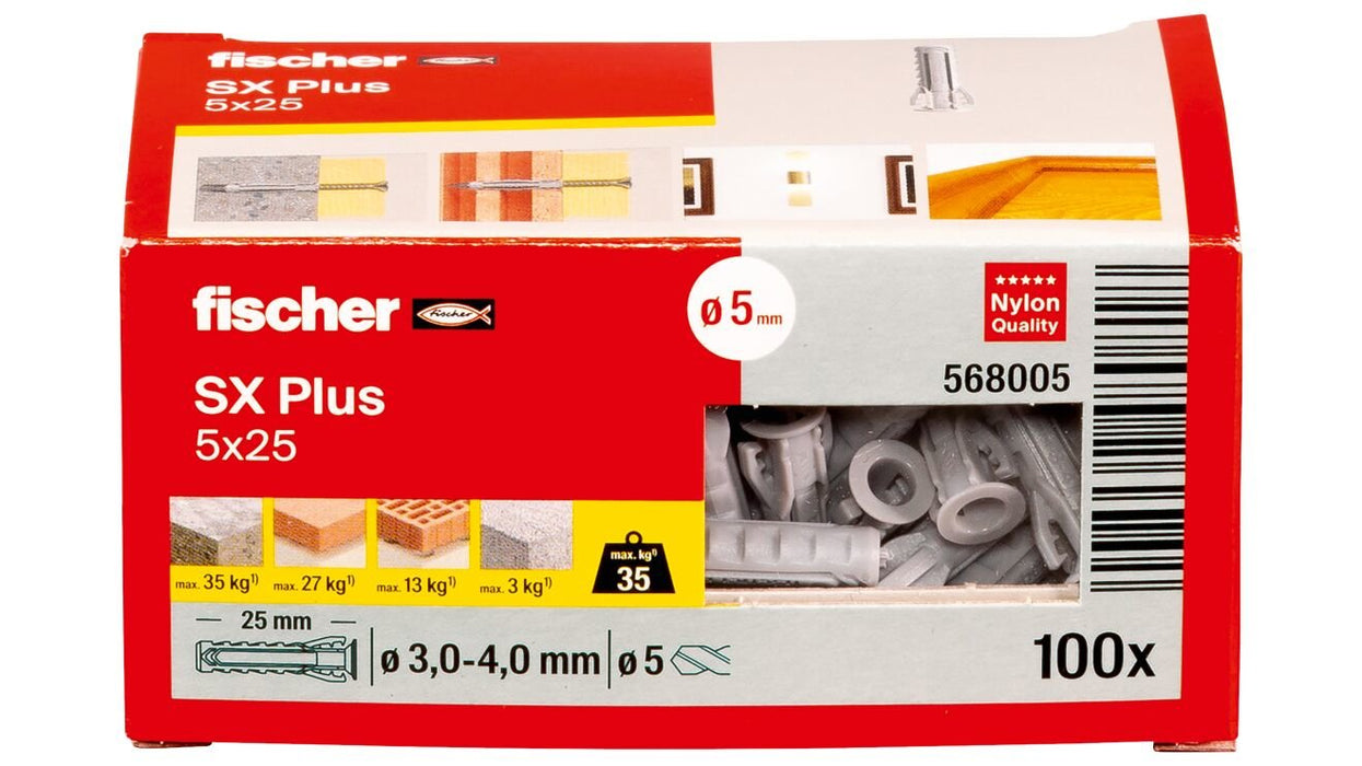 EAN 4048962480818 - Fischer 568005 tornillo de anclaje y taco 100 pieza(s) Anclaje de expansión 25 mm imagen 4
