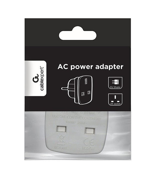EAN 8716309079358 - Gembird A-AC-UKEU-001 adaptador de enchufe eléctrico Tipo G (RU) Tipo F Blanco imagen 2